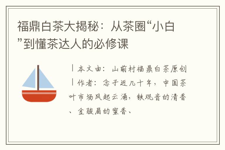福鼎白茶大揭秘:从茶圈“小白”到懂茶达人的必修课