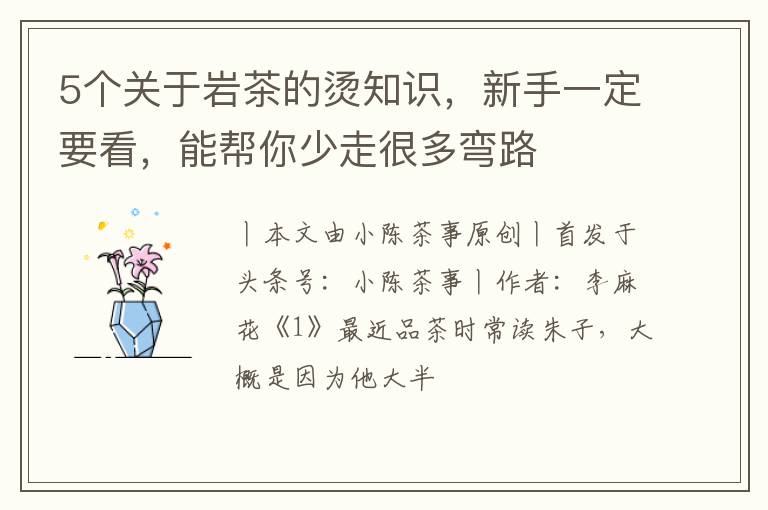 5个关于岩茶的烫知识，新手一定要看，能帮你少走很多弯路