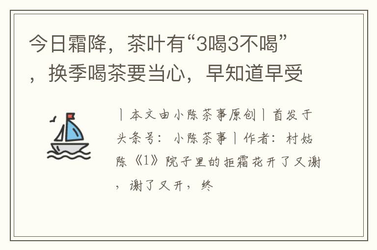 今日霜降,茶叶有“3喝3不喝”,换季喝茶要当心,早知道早受益