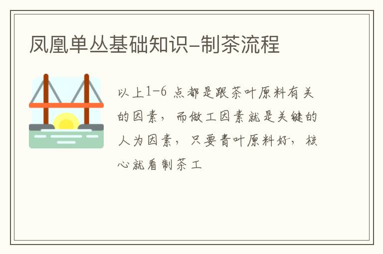 凤凰单丛基础知识-制茶流程