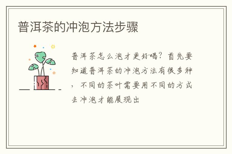 普洱茶的冲泡方法步骤