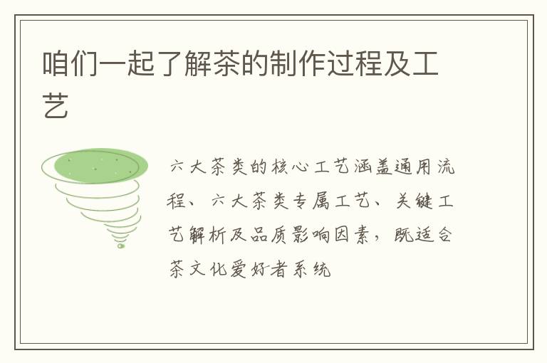 咱们一起了解茶的制作过程及工艺