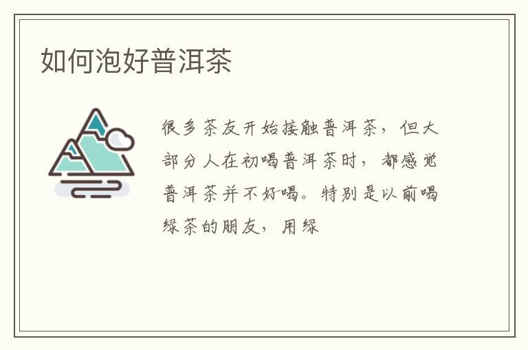 如何泡好普洱茶