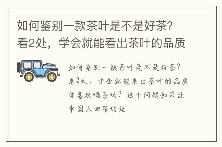 如何鉴别一款茶叶是不是好茶？看2处，学会就能看出茶叶的品质