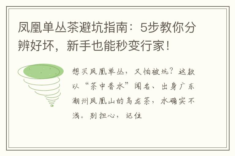 凤凰单丛茶避坑指南:5步教你分辨好坏,新手也能秒变行家!