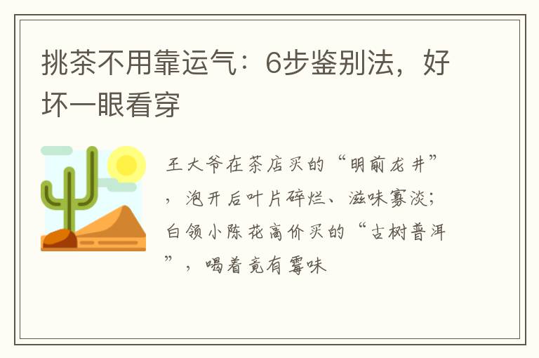 挑茶不用靠运气:6步鉴别法,好坏一眼看穿