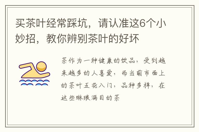 买茶叶经常踩坑，请认准这6个小妙招，教你辨别茶叶的好坏