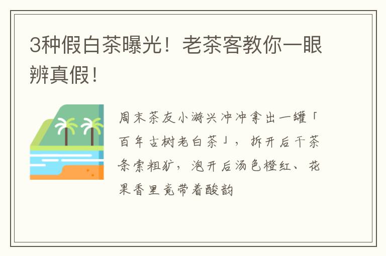 3种假白茶曝光!老茶客教你一眼辨真假!