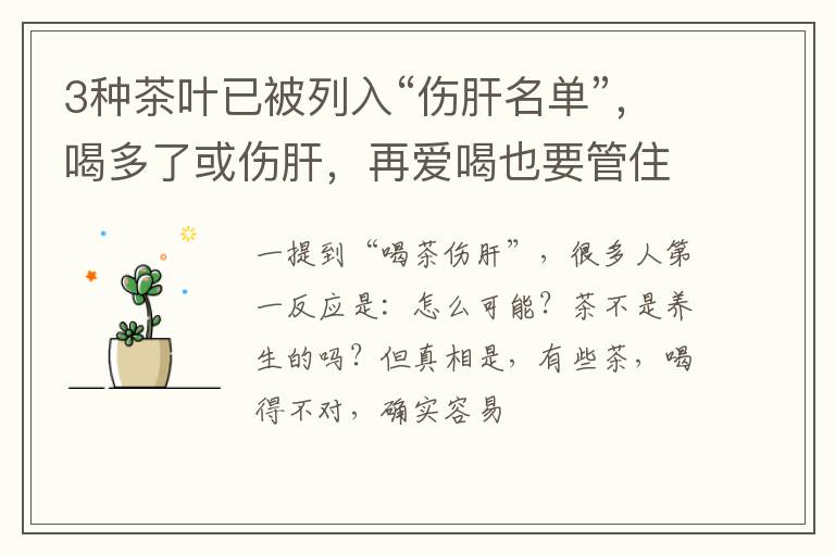 3种茶叶已被列入“伤肝名单”,喝多了或伤肝,再爱喝也要管住嘴