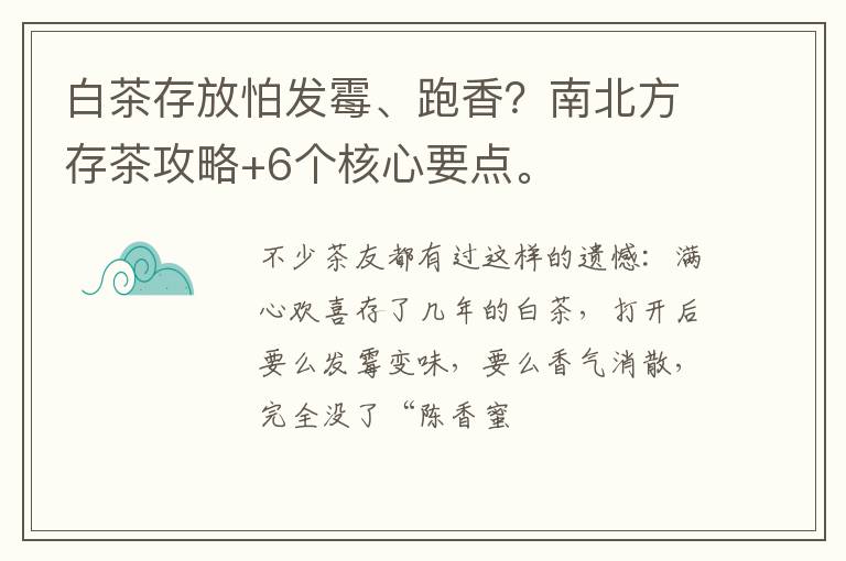 白茶存放怕发霉、跑香？南北方存茶攻略+6个核心要点。