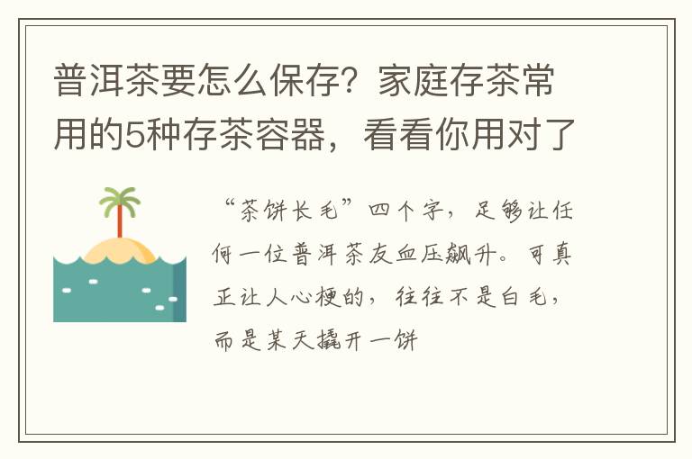 普洱茶要怎么保存？家庭存茶常用的5种存茶容器，看看你用对了没