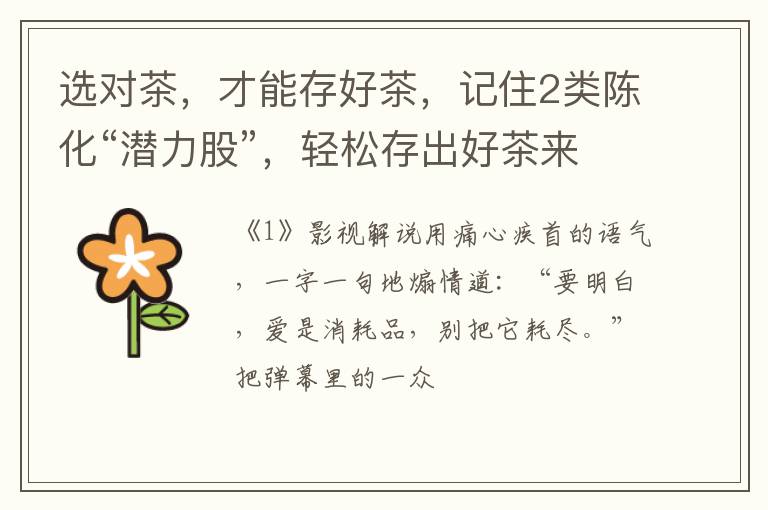 选对茶，才能存好茶，记住2类陈化“潜力股”，轻松存出好茶来！