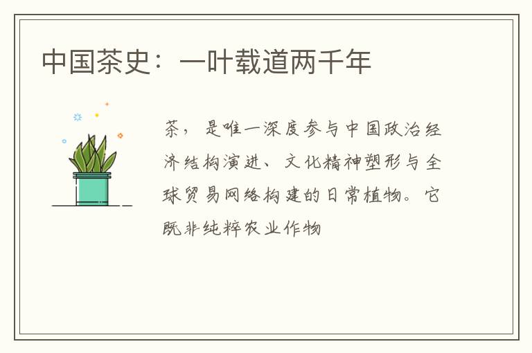 中国茶史：一叶载道两千年