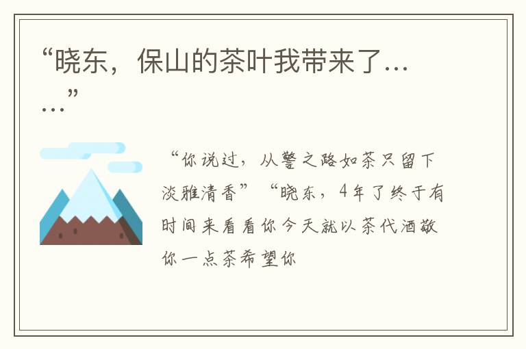“晓东,保山的茶叶我带来了……”
