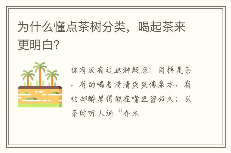为什么懂点茶树分类，喝起茶来更明白？