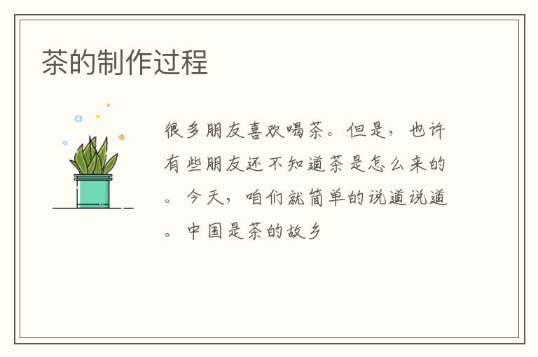 茶的制作过程