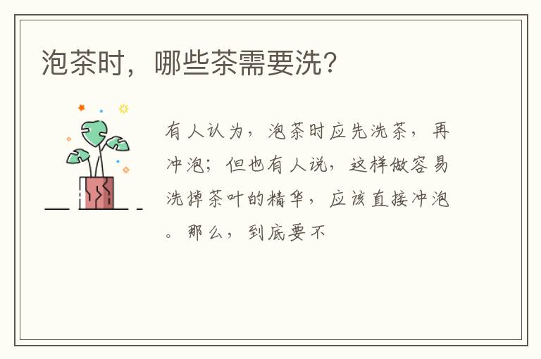 泡茶时，哪些茶需要洗?