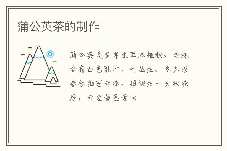 蒲公英茶的制作