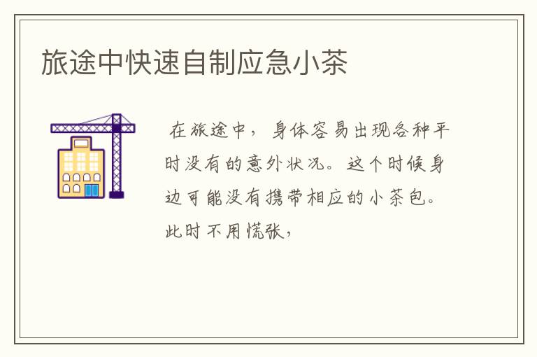 旅途中快速自制应急小茶