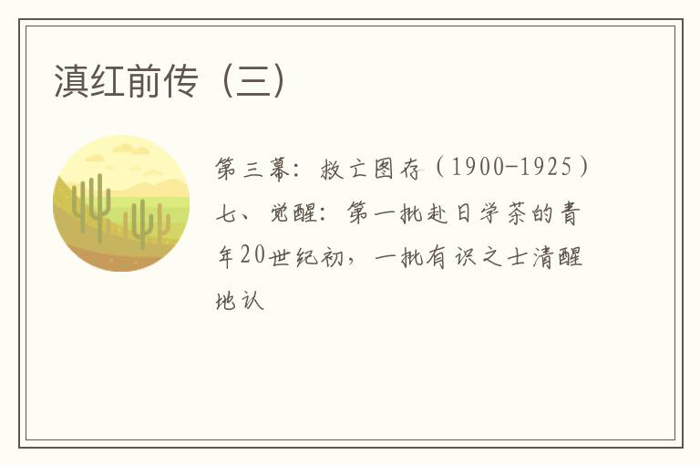 滇红前传（三）