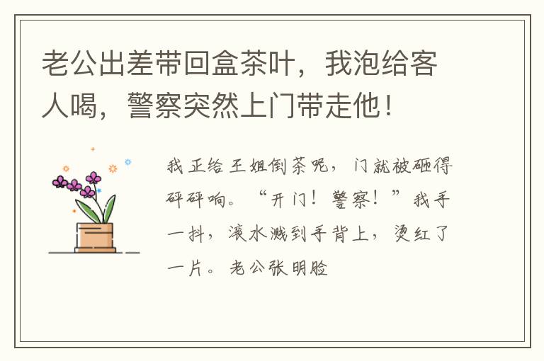 老公出差带回盒茶叶，我泡给客人喝，警察突然上门带走他！